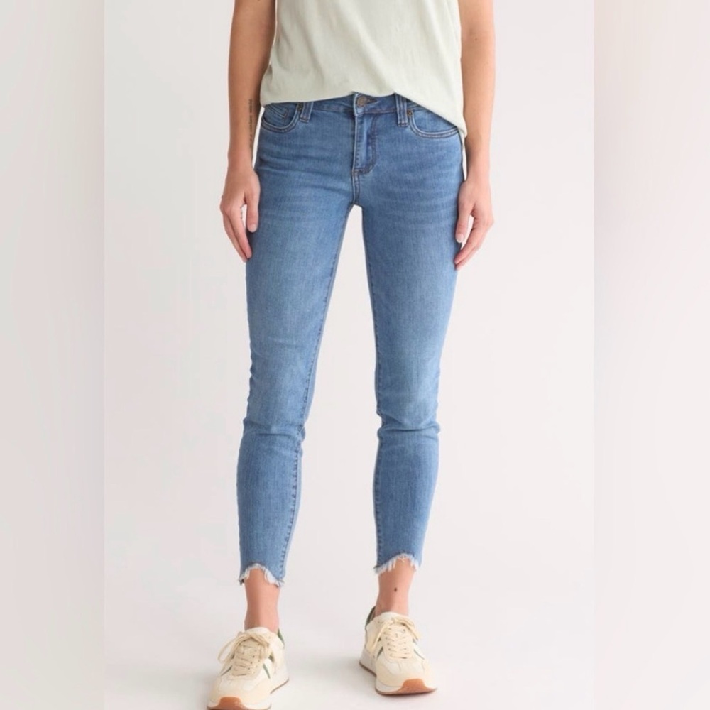 Kut from the Kloth Carlo Ankle Jeans Sz 10 Medium wash Distressed Stretch Denim